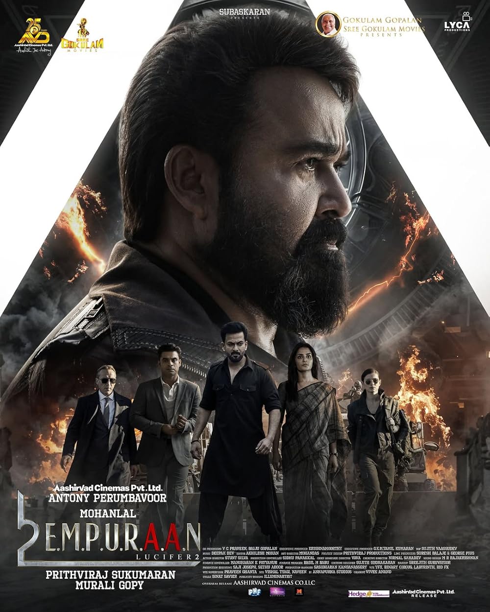 L2 Empuraan Lucifer 2 theatrical poster featuring Mohanlal